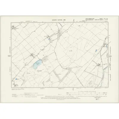 1896 Map of Northumberland XIII.SW, 1899 Print