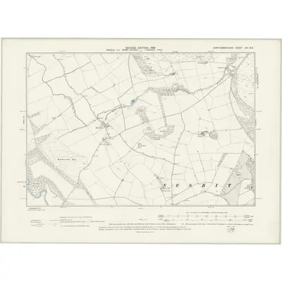 1896 Map of Northumberland XIV.NE, 1899 Print