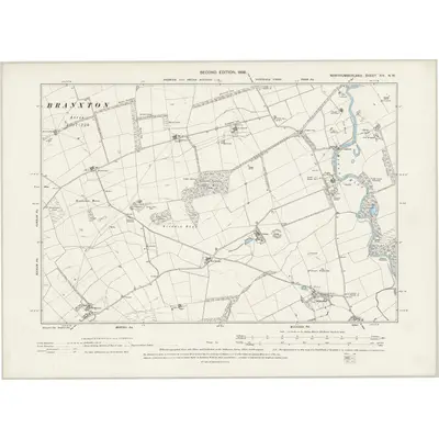1897 Map of Northumberland XIV.NW, 1899 Print