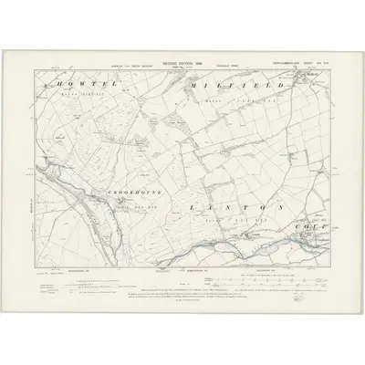 1896 Map of Northumberland XIV.SW, 1899 Print