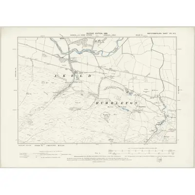 1896 Map of Northumberland XIX.NE, 1899 Print