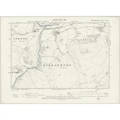 1896 Map of Northumberland XIX.NW, 1899 Print