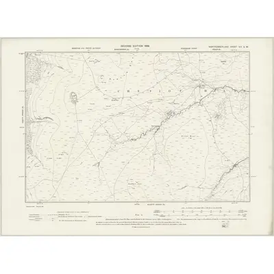 1896 Map of Northumberland XIX.SW, 1899 Print