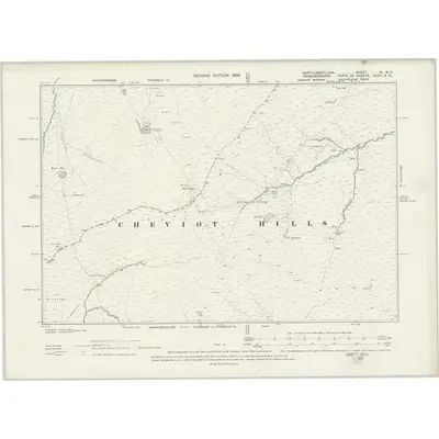 1896 Map of Northumberland XL.NE, 1899 Print