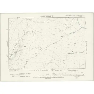 1896 Map of Northumberland XL.SW, 1899 Print
