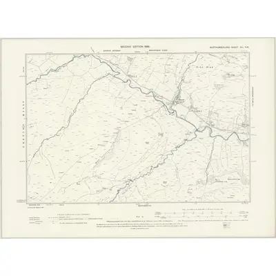 1896 Map of Northumberland XLI.NW, 1898 Print