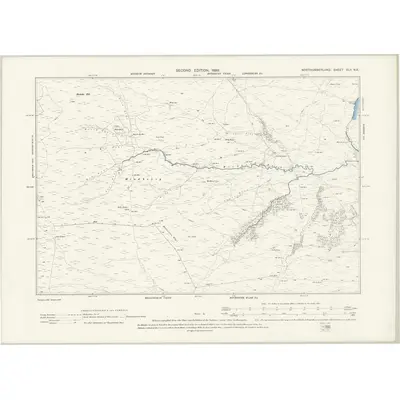1896 Map of Northumberland XLII.NE, 1898 Print