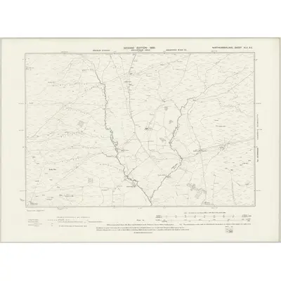 1896 Map of Northumberland XLII.SE, 1899 Print