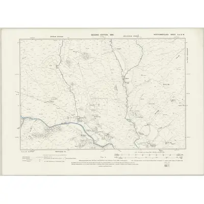 1896 Map of Northumberland XLII.SW, 1899 Print