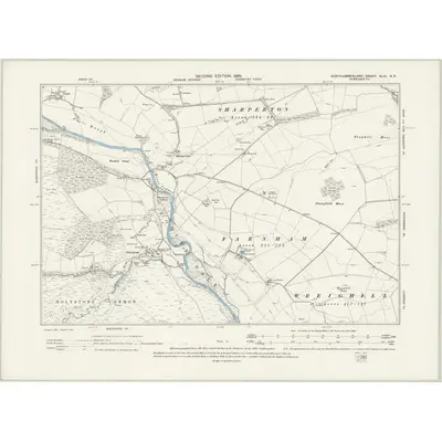 1896 Map of Northumberland XLIII.NE, 1899 Print