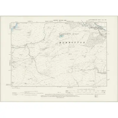 1896 Map of Northumberland XLIII.NW, 1899 Print