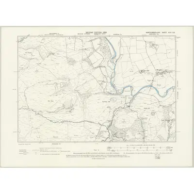 1896 Map of Northumberland XLIII.SE, 1899 Print