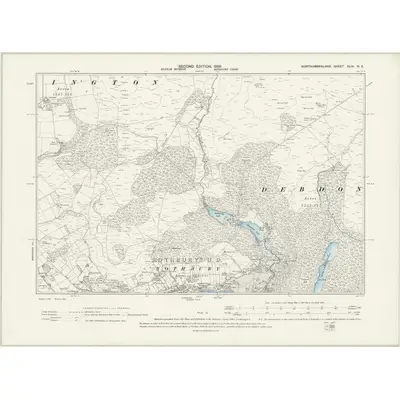 1896 Map of Northumberland XLIV.NE, 1899 Print