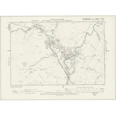 1896 Map of Northumberland XLIX.SW, 1899 Print