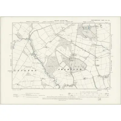 1896 Map of Northumberland XLV.NE, 1899 Print