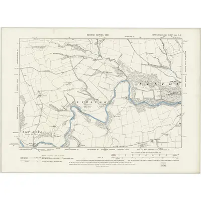 1896 Map of Northumberland XLV.SE, 1899 Print