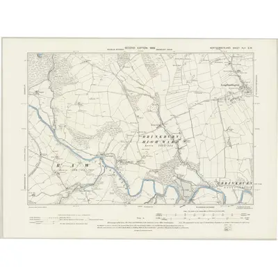 1896 Map of Northumberland XLV.SW, 1899 Print