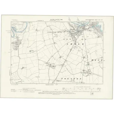 1896 Map of Northumberland XLVI.NE, 1898 Print