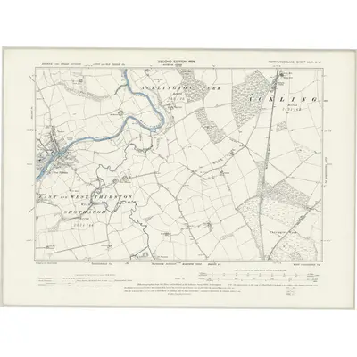 1896 Map of Northumberland XLVI.SW, 1898 Print