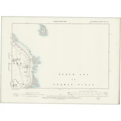 1896 Map of Northumberland XLVII.NW, 1898 Print
