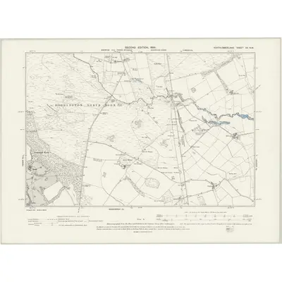1896 Map of Northumberland XV.NW, 1899 Print