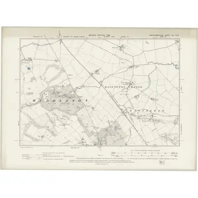 1897 Map of Northumberland XVI.NW, 1899 Print
