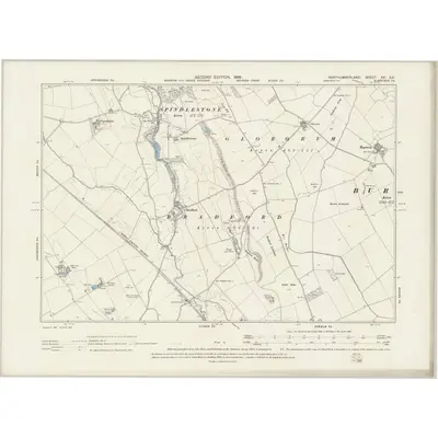 1897 Map of Northumberland XVI.SE, 1899 Print