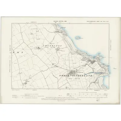 1896 Map of Northumberland XVII.SW & SE, 1899 Print