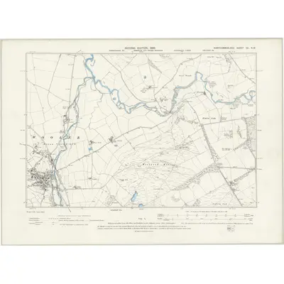 1896 Map of Northumberland XX.NW, 1899 Print