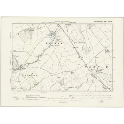 1896 Map of Northumberland XXI.NE, 1899 Print