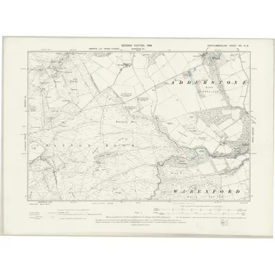 1896 Map of Northumberland XXI.NW, 1899 Print