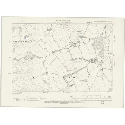 1896 Map of Northumberland XXI.SE, 1899 Print