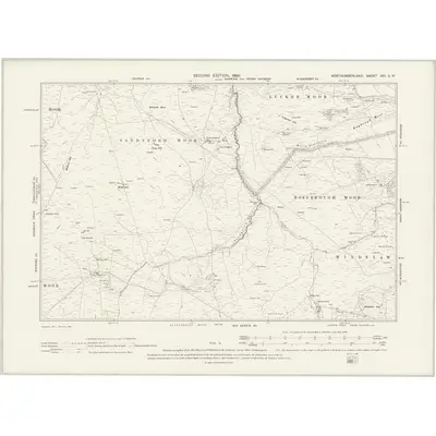 1896 Map of Northumberland XXI.SW, 1899 Print