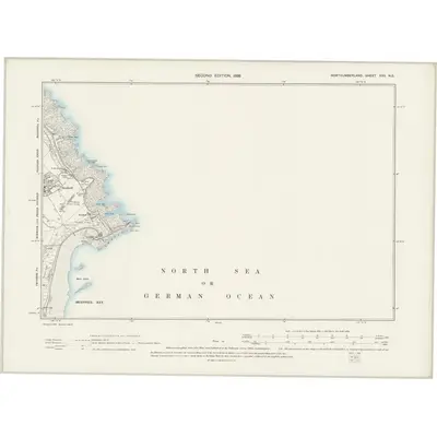 1896 Map of Northumberland XXII.NE, 1899 Print