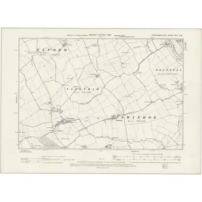 1896 Map of Northumberland XXII.NW, 1899 Print