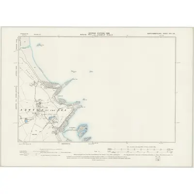 1896 Map of Northumberland XXII.SE, 1899 Print