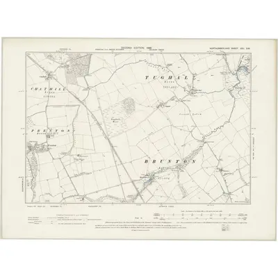 1896 Map of Northumberland XXII.SW, 1899 Print