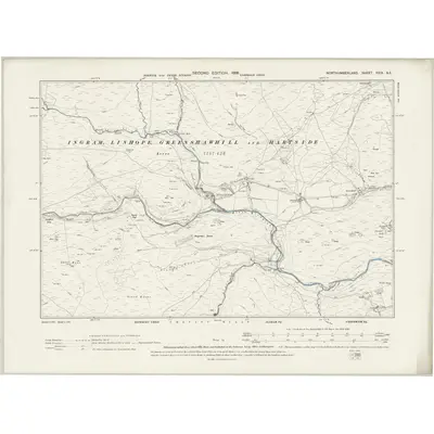 1896 Map of Northumberland XXIX.NE, 1899 Print