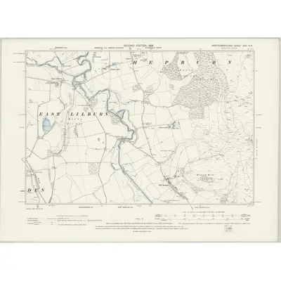 1896 Map of Northumberland XXV.NE, 1899 Print