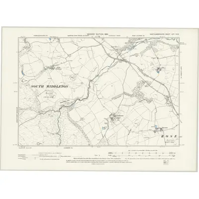 1896 Map of Northumberland XXV.NW, 1899 Print
