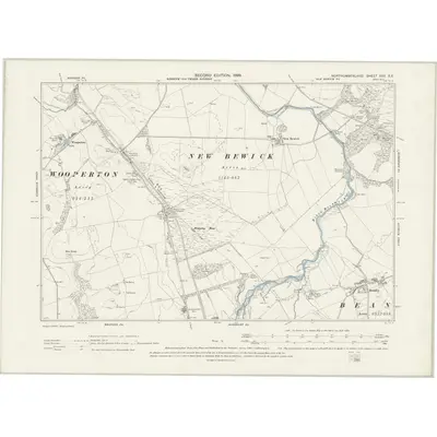 1896 Map of Northumberland XXV.SE, 1899 Print