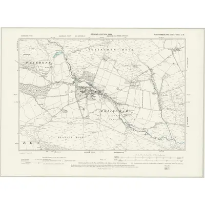 1896 Map of Northumberland XXVI.SW, 1899 Print