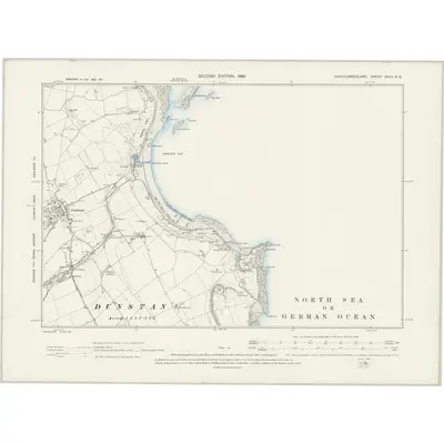 1896 Map of Northumberland XXVII.NE, 1899 Print