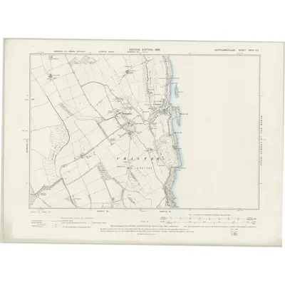 1896 Map of Northumberland XXVII.SE, 1899 Print