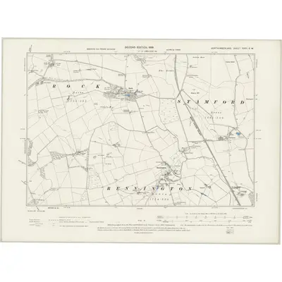 1896 Map of Northumberland XXVII.SW, 1899 Print