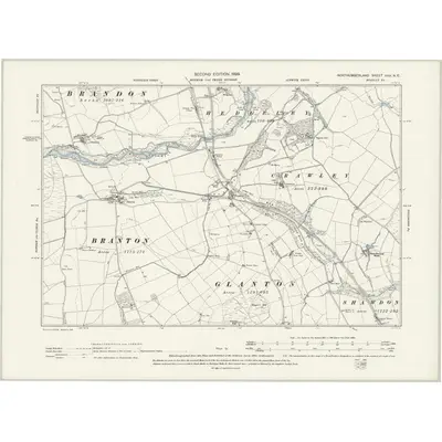 1896 Map of Northumberland XXX.NE, 1899 Print