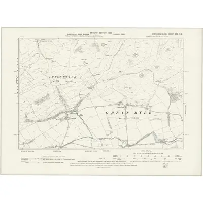 1896 Map of Northumberland XXX.SW, 1899 Print