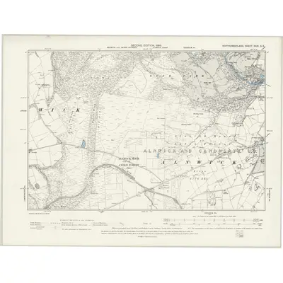 1896 Map of Northumberland XXXI.SE, 1899 Print