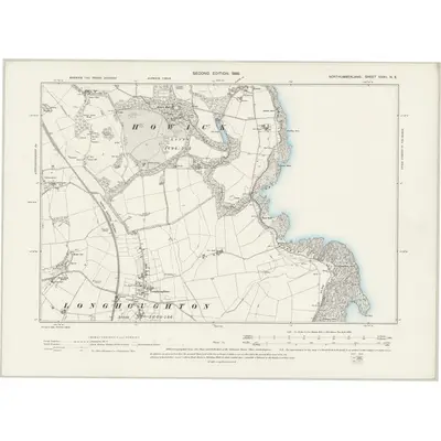 1896 Map of Northumberland XXXII.NE, 1899 Print
