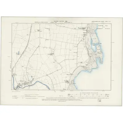 1896 Map of Northumberland XXXII.SE, 1899 Print